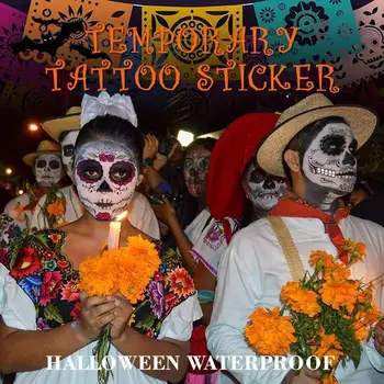 Halloween Impermeabil Tatuaj Temporar Autocolant Facial Machiaj Special de Zi Fata de Mort Skull Rochie de Până de Halloween Dropshipping