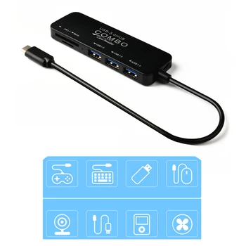 5 in 1 Universal C HUB USB Tip C la mai Multe Porturi USB 3.0, Cititor de Card TF Adaptor OTG pentru Tableta USB Splitter Accesorii