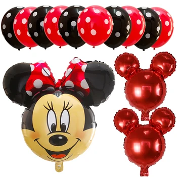 Mickey minnie baloane folie 1st birthday party, decoratiuni copii ballon numărul 1 globos dot latex jucărie pentru Copii copil de dus fata