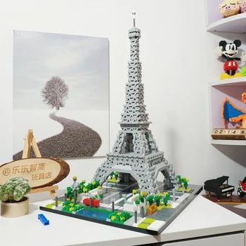 CB YZ 069 Arhitectura de renume Mondial de la Paris Turnul Eiffel Model 3D 3369pcs DIY Mini Blocuri de Diamant Construirea de Jucării Pentru Copiii Fără Cutie