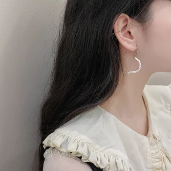 Noua Moda de Design de Bijuterii Dragoste Cupidon Perla in forma de Inima Exagerat de Mare Cercei pentru Femei Simple Roșu Net Fată Accesorii