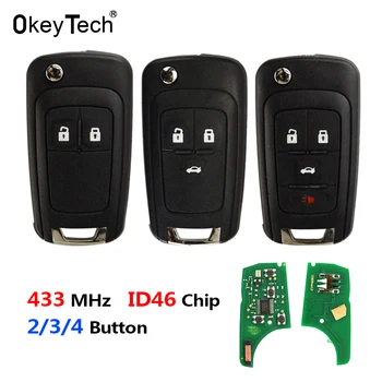 OkeyTech 2/3/4 Butoane 433MHz ID46 Chip Telecomanda Cheie Auto Pentru OPEL/VAUXHALL pentru Astra J, Corsa E Insignia, Zafira C 2009-2016