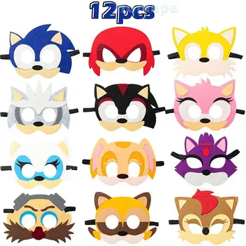 12buc/set Sonic Simțit Măști de Partid Decor Joc de Desene animate Tematice Partid Decor de Ziua Consumabile Accesorii Cool pentru Băieți și Fete