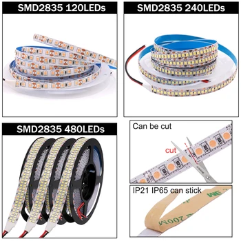 5M RGB 5050 LED Strip Lumină DC 12V SMD 5054 Bandă Flexibilă cu LED-uri Panglică Impermeabil 2835 60/120/240/480Led Frânghie Alb Cald Albastru Roz
